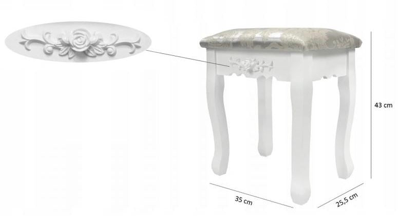 KAPTAFEL - 3 lades - ovale spiegel - wit