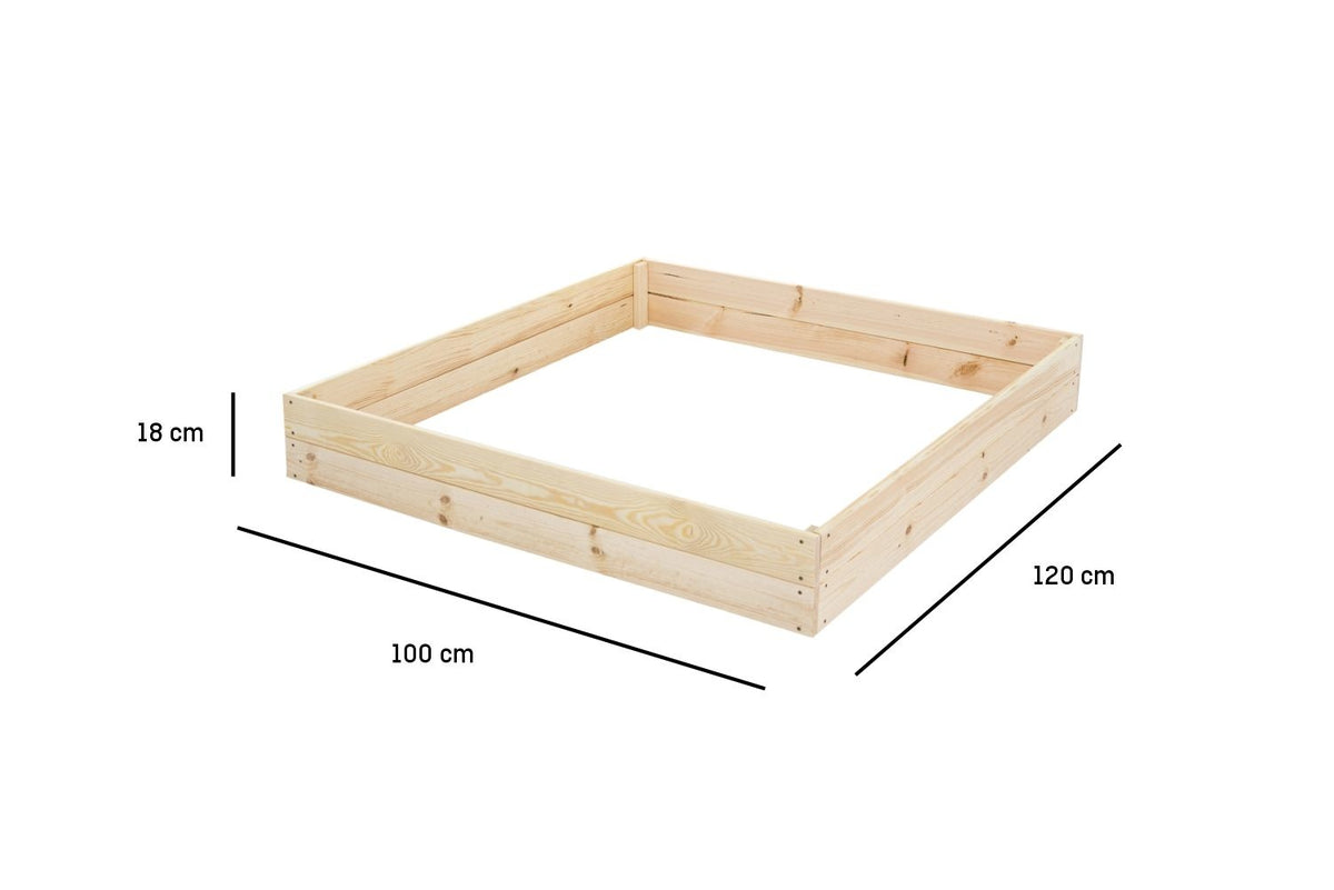 MOESTUINBAK - Hout met Gronddoek - 120x100x18 cm
