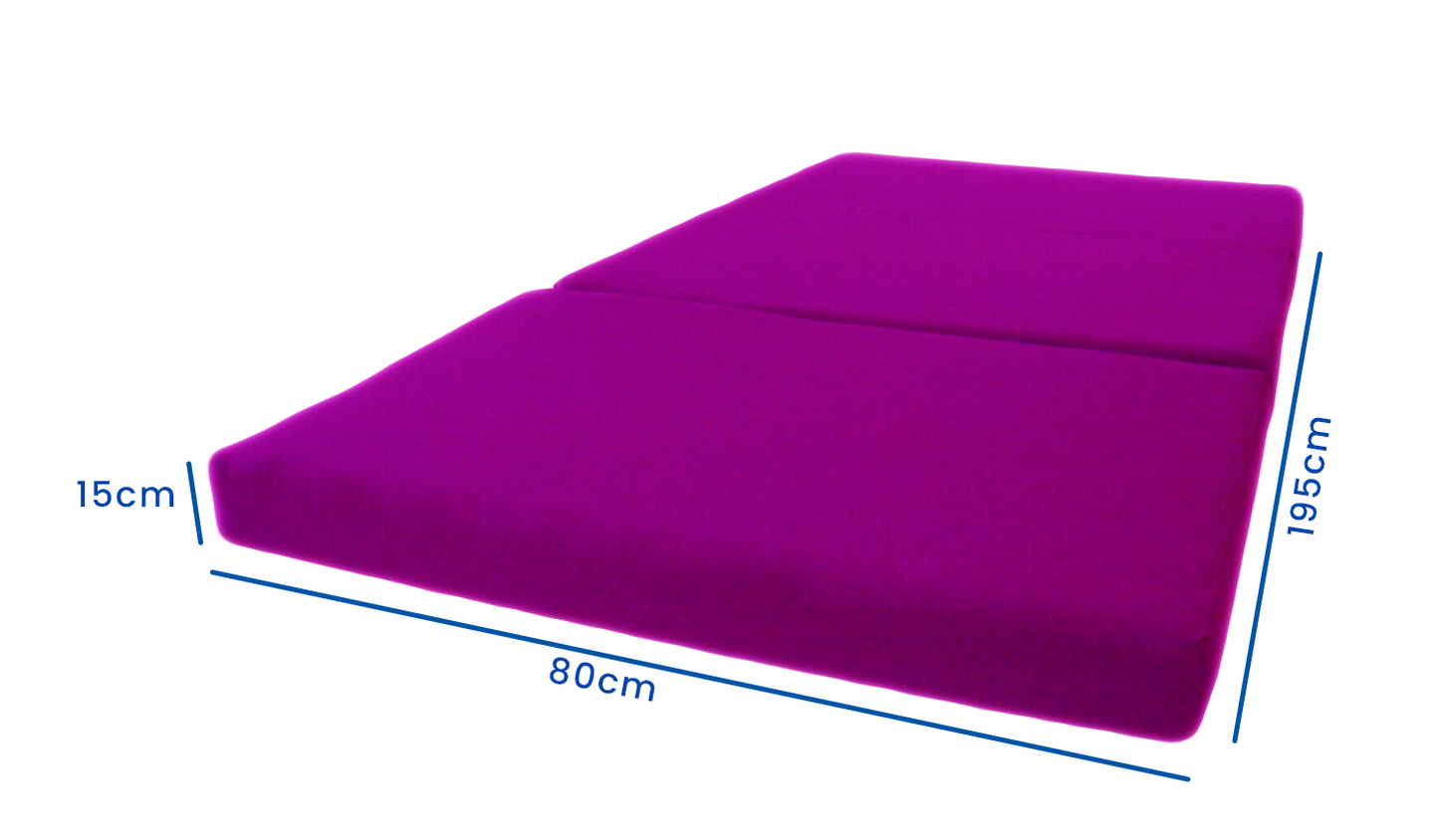 Logeermatras - opvouwbaar met draagtas - paars/195x80 cm