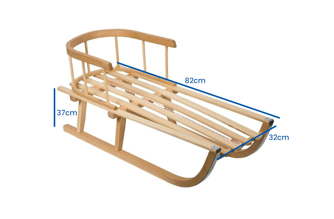 Houten slee - metalen geleiders - 84 cm