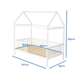 KINDERBED - huizen-thema-ontwerp - wit - 160x80 cm