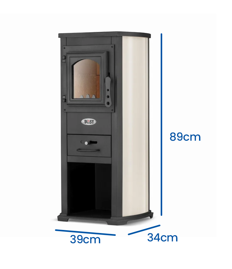 Houtkachel - 8.5kW Max Vermogen - Beige