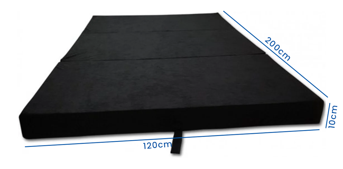 Logeermatras - opvouwbaar, wasbare hoes, 200x120x10 cm - zwart