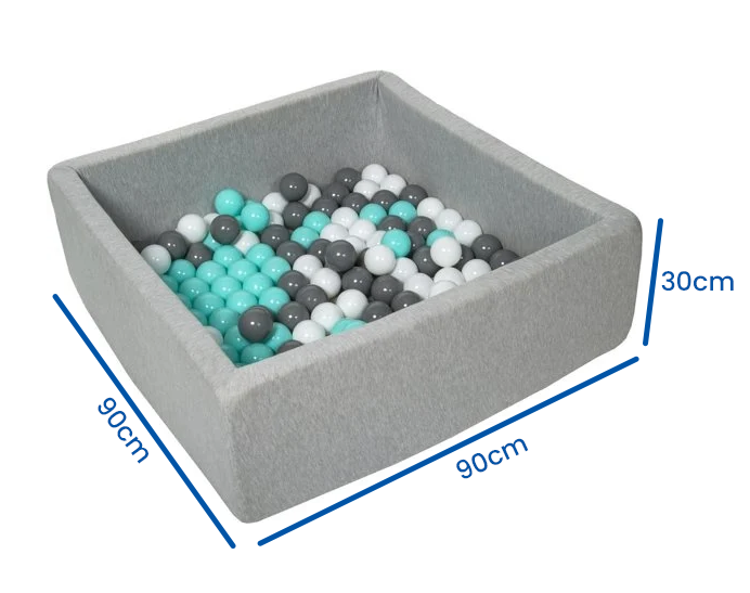 Ballenbak - 150 Ballen - Wit/Grijs/Turquoise - 90x90x30 cm
