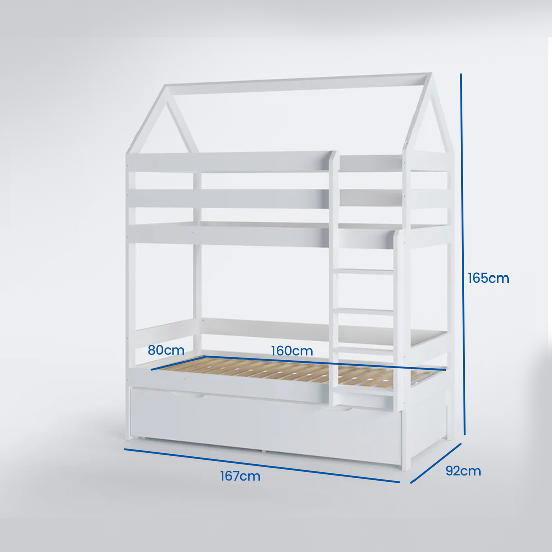 STAPELBED - massief grenenhout-eco friendly verf-bedlade - wit-160x80cm