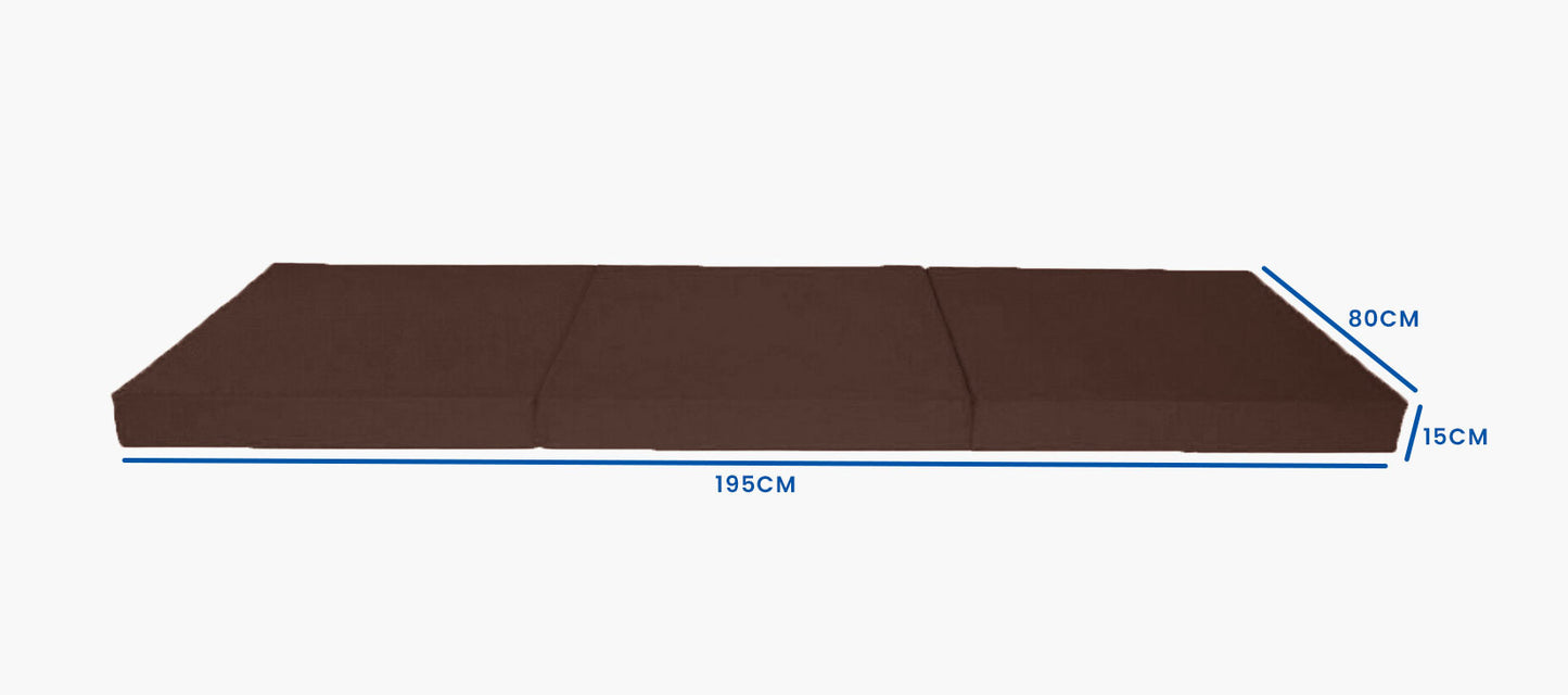 logeermatras - opvouwbaar met draagtas - bruin/195x80 cm