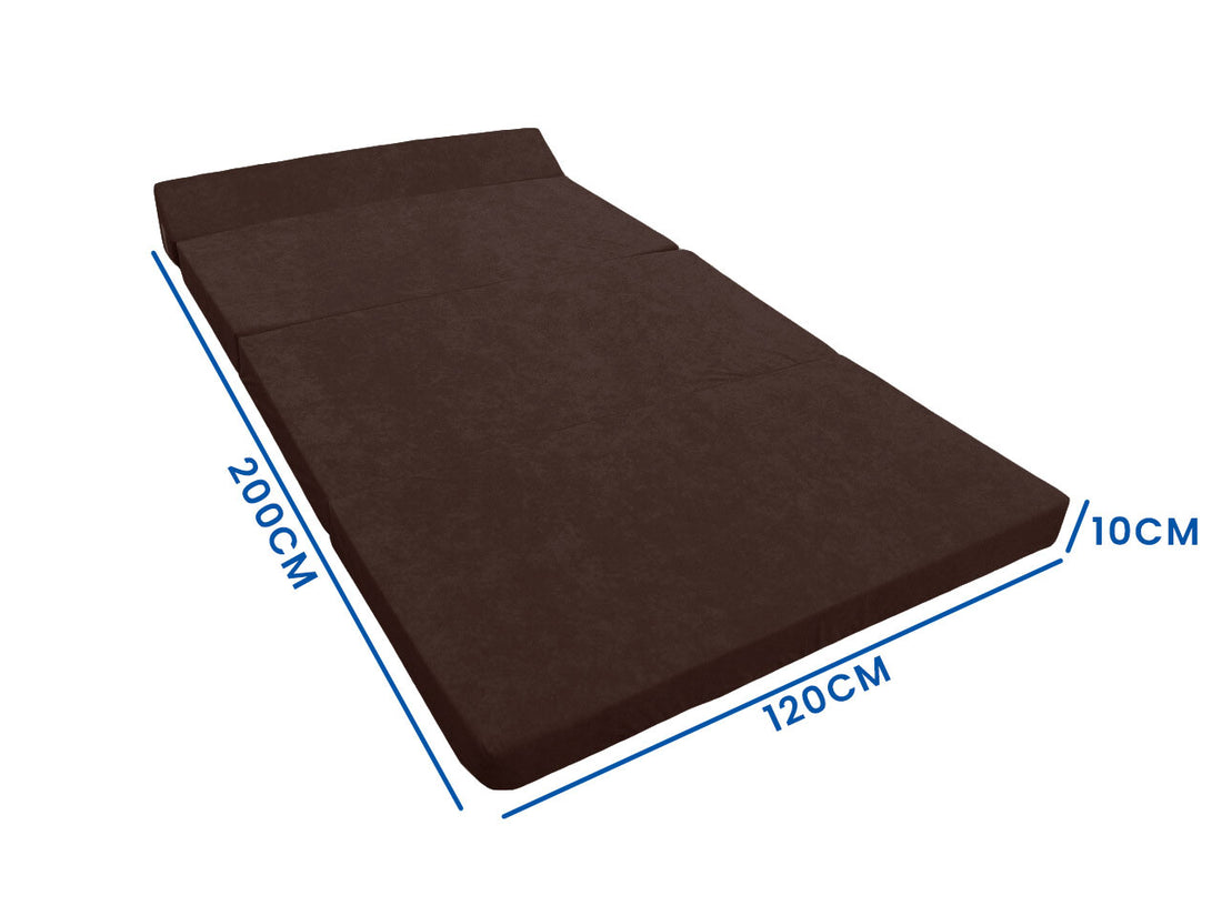 Opvouwbaar matras - wasbare hoes - bruin - 200x120x10 cm