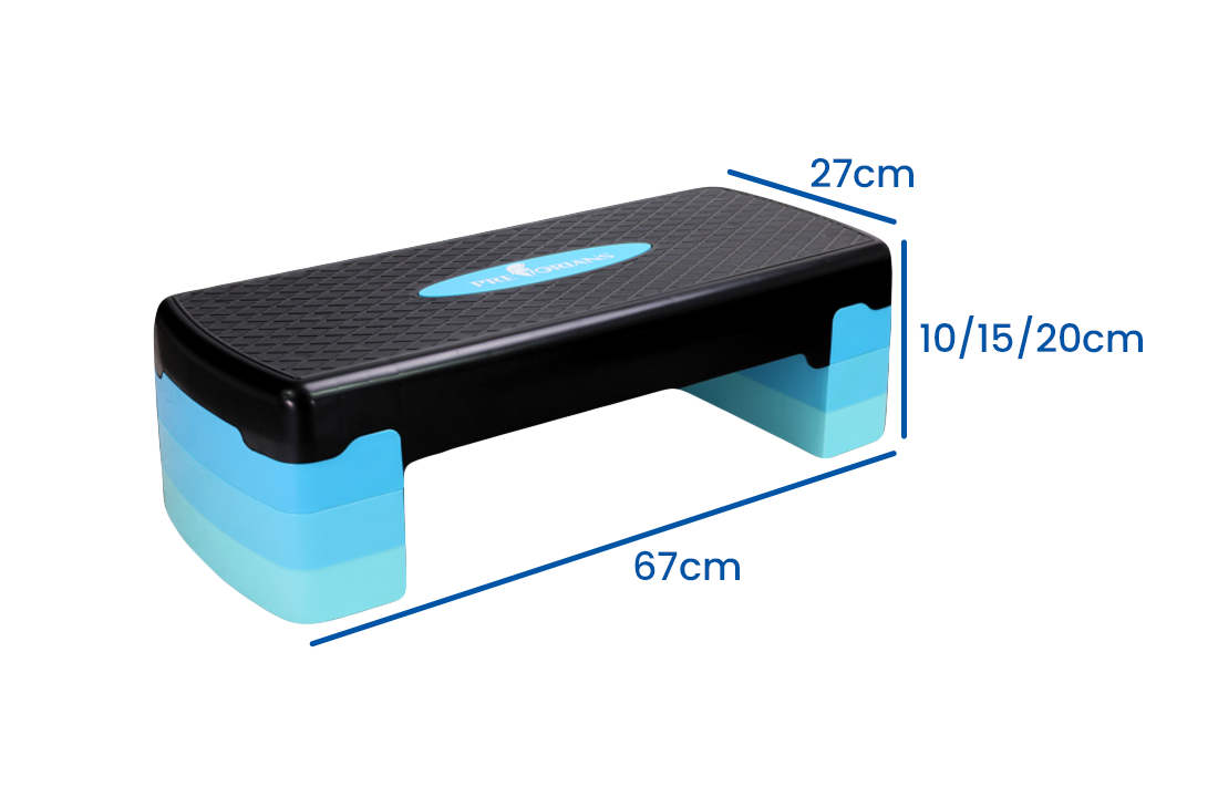 AEROBIC STEP - Verstelbaar 10/15/20 cm - Zwart/Blauw - 67x27 cm
