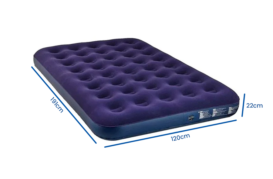 OPBLAASLUCHTBED - 2 Personen - Velours - Marineblauw - 191x120x22 cm
