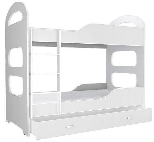 STAPELBED - Ladder en Opberglade - Wit 160x80 cm