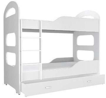 STAPELBED - Ladder en Opberglade - Wit 160x80 cm