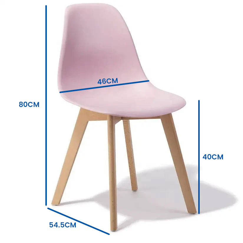 EETKAMERSTOEL - Set van 6 - Beukenhouten poten - Roze