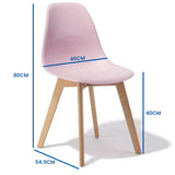 EETKAMERSTOEL - Set van 6 - Beukenhouten poten - Roze