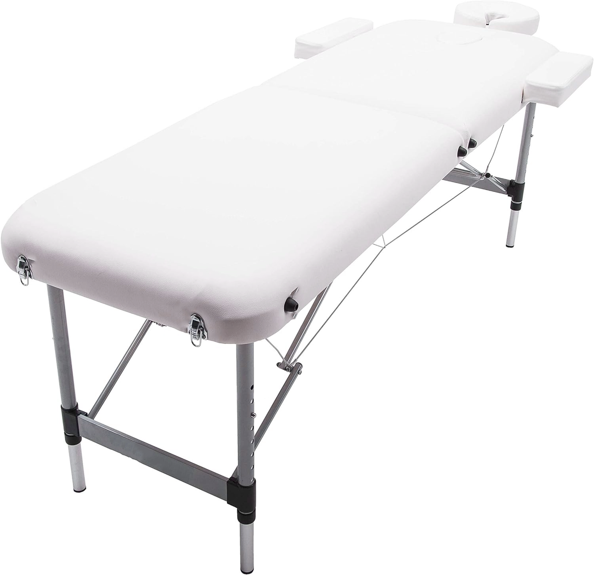 MASSAGETAFEL - Opvouwbaar Aluminium - Verstelbare Hoofdsteun - Wit 185x70 cm