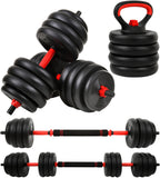 Halter- en Dumbbellset - 40kg Composiet - Zwart/Rood