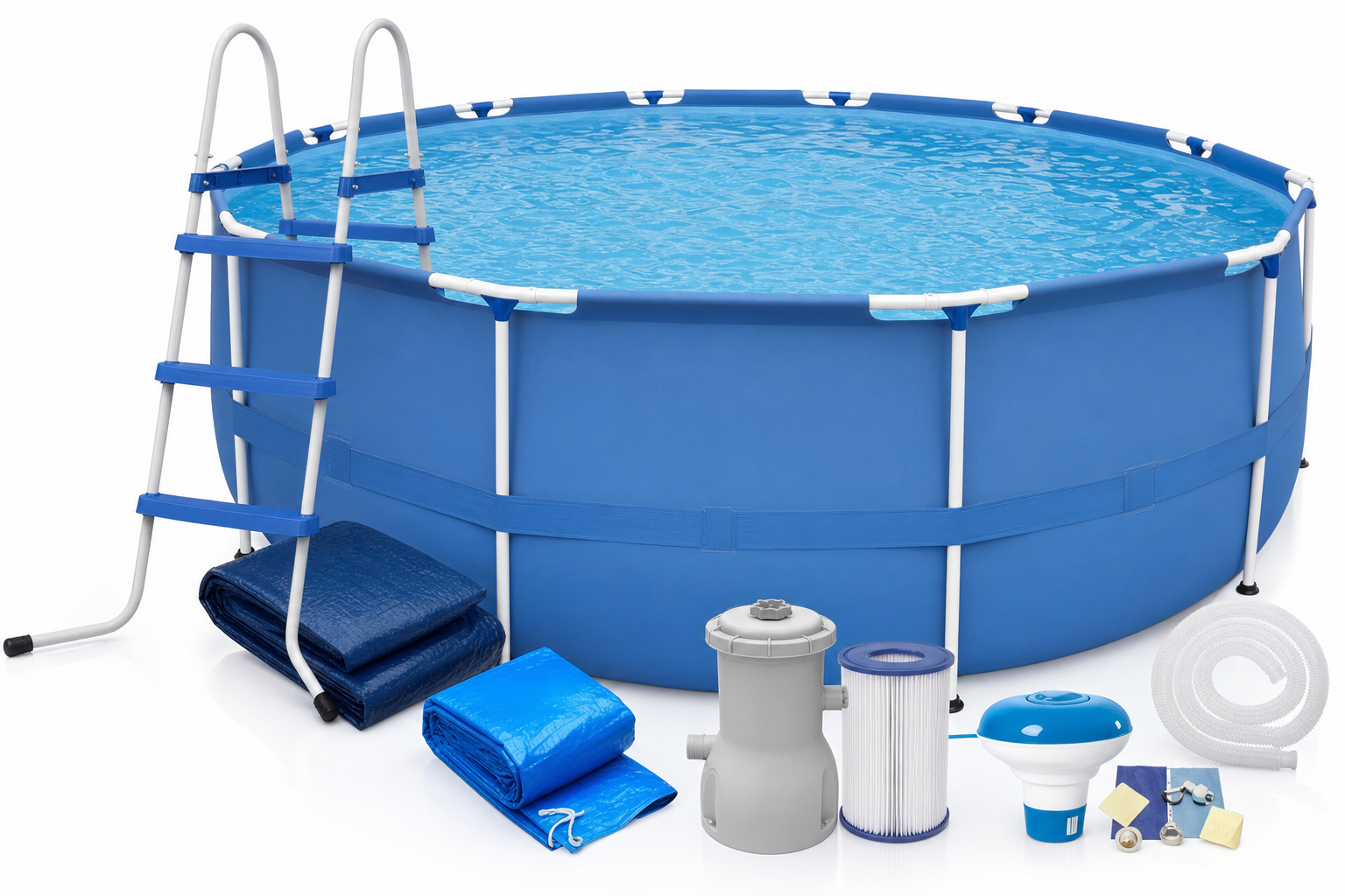 Opzetzwembad - 420 cm Diameter, 84 cm Hoogte, 9495 Liter, Pomp 2006 l/h - Blauw