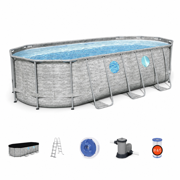 Zwembad - Power Steel Swim Vista II 13.430L - Grijs 549x274x122cm