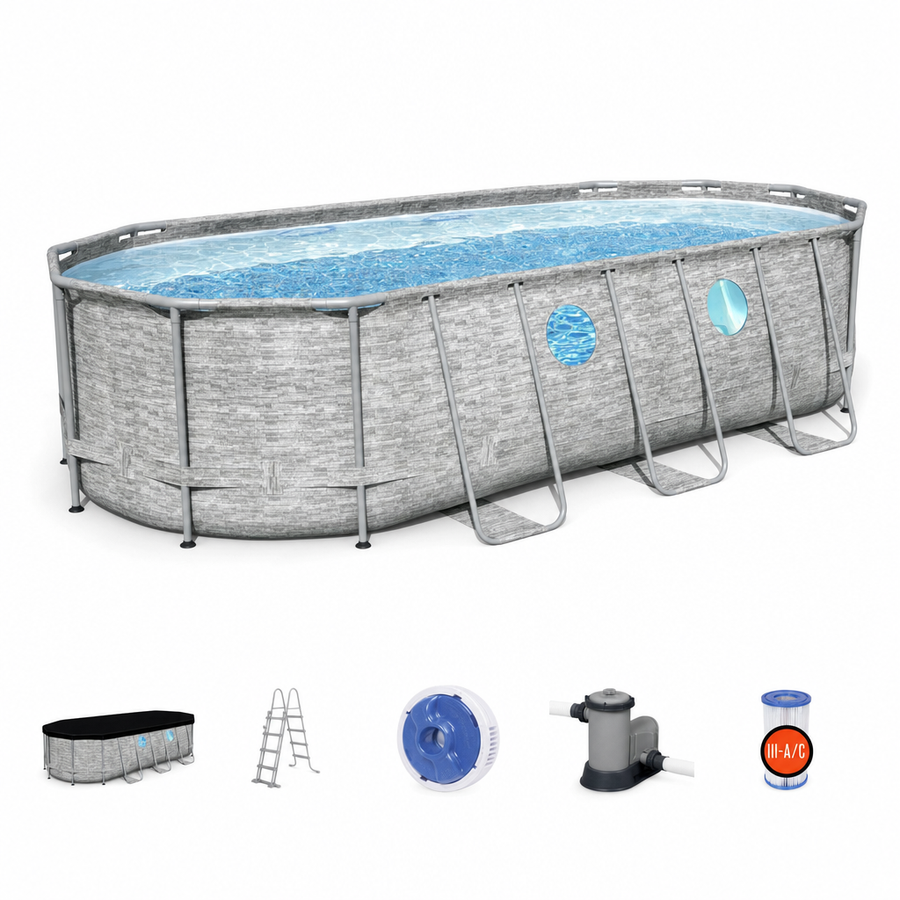 Zwembad - Power Steel Swim Vista II 13.430L - Grijs 549x274x122cm
