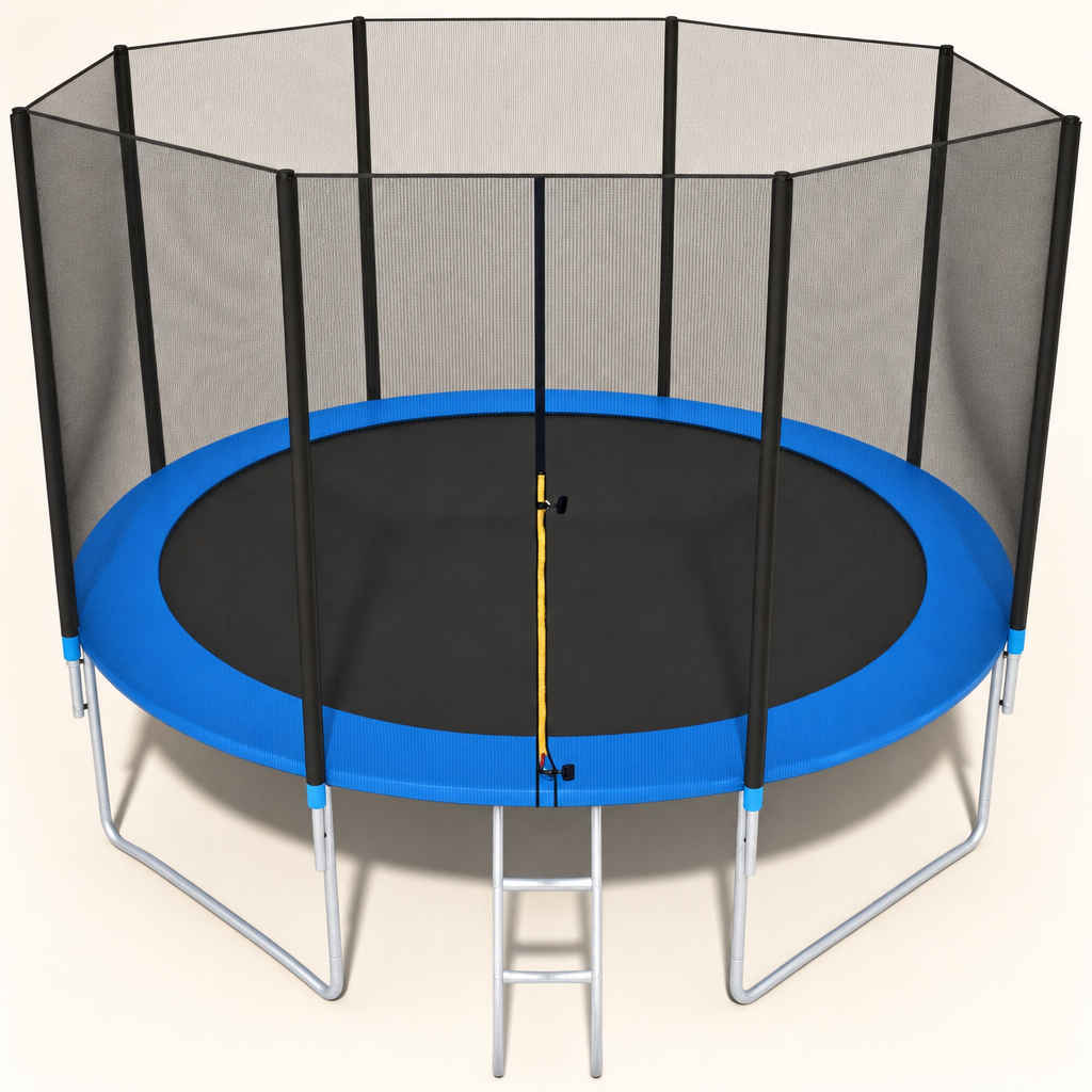 TRAMPOLINE - veiligheidsnet-ladder-150 kg - 366 cm - zwart-blauw