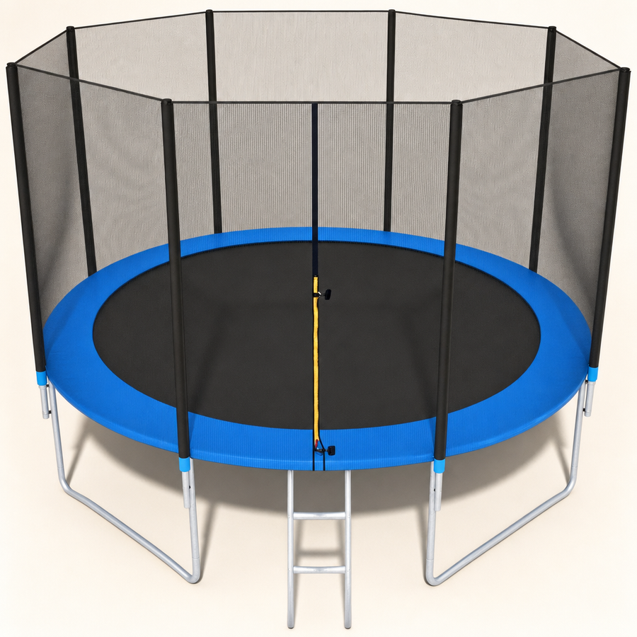 TRAMPOLINE - veiligheidsnet-ladder-150 kg - 366 cm - zwart-blauw
