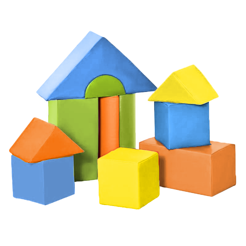 FOAM BLOKKEN SET - 15 Elementen, T-21 Schuim, Slijtvast - Groen/Geel/Oranje/Blauw