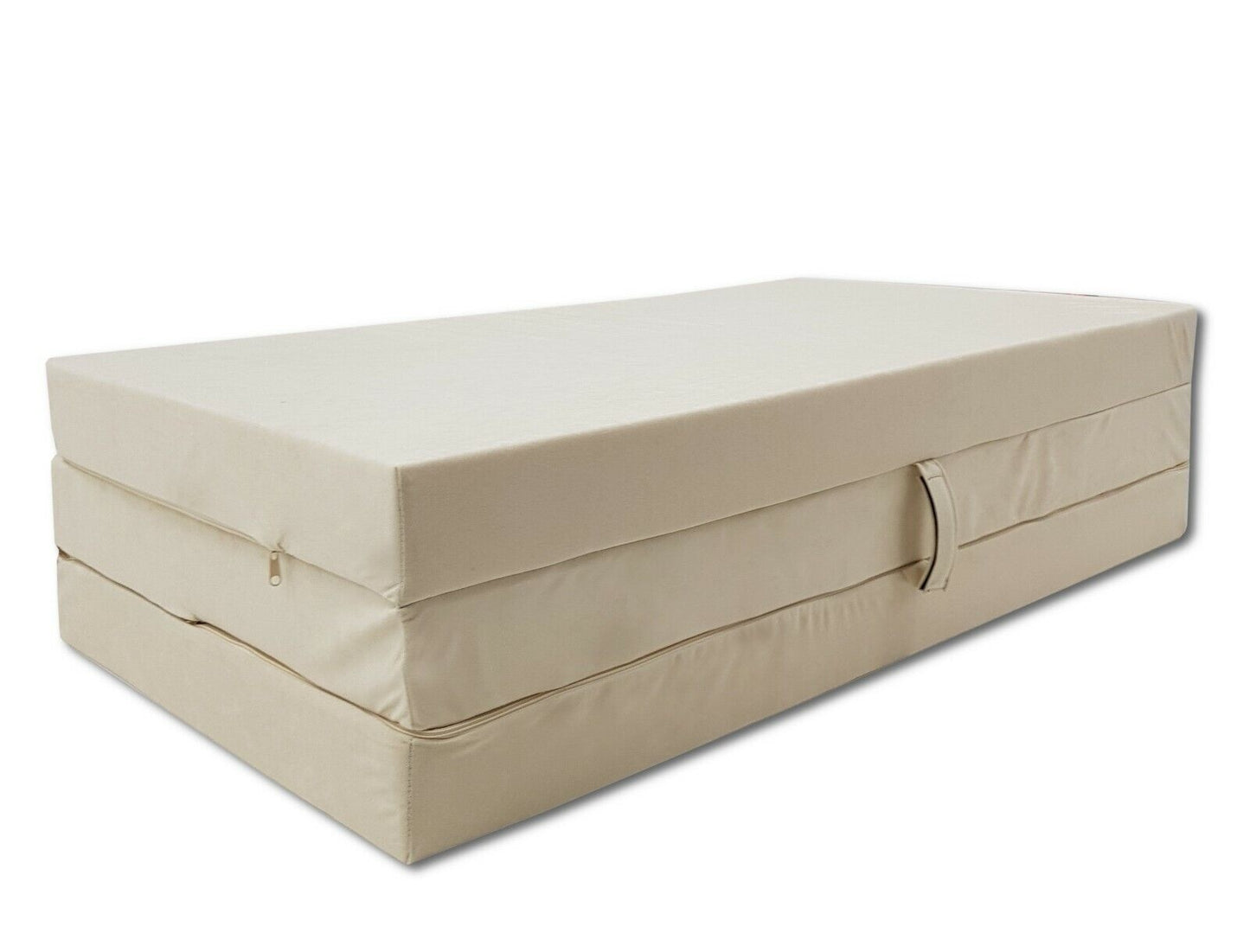 Logeermatras - Opvouwbaar, Comfortabel, Wasbare Hoes - Creme 200x120x10 cm