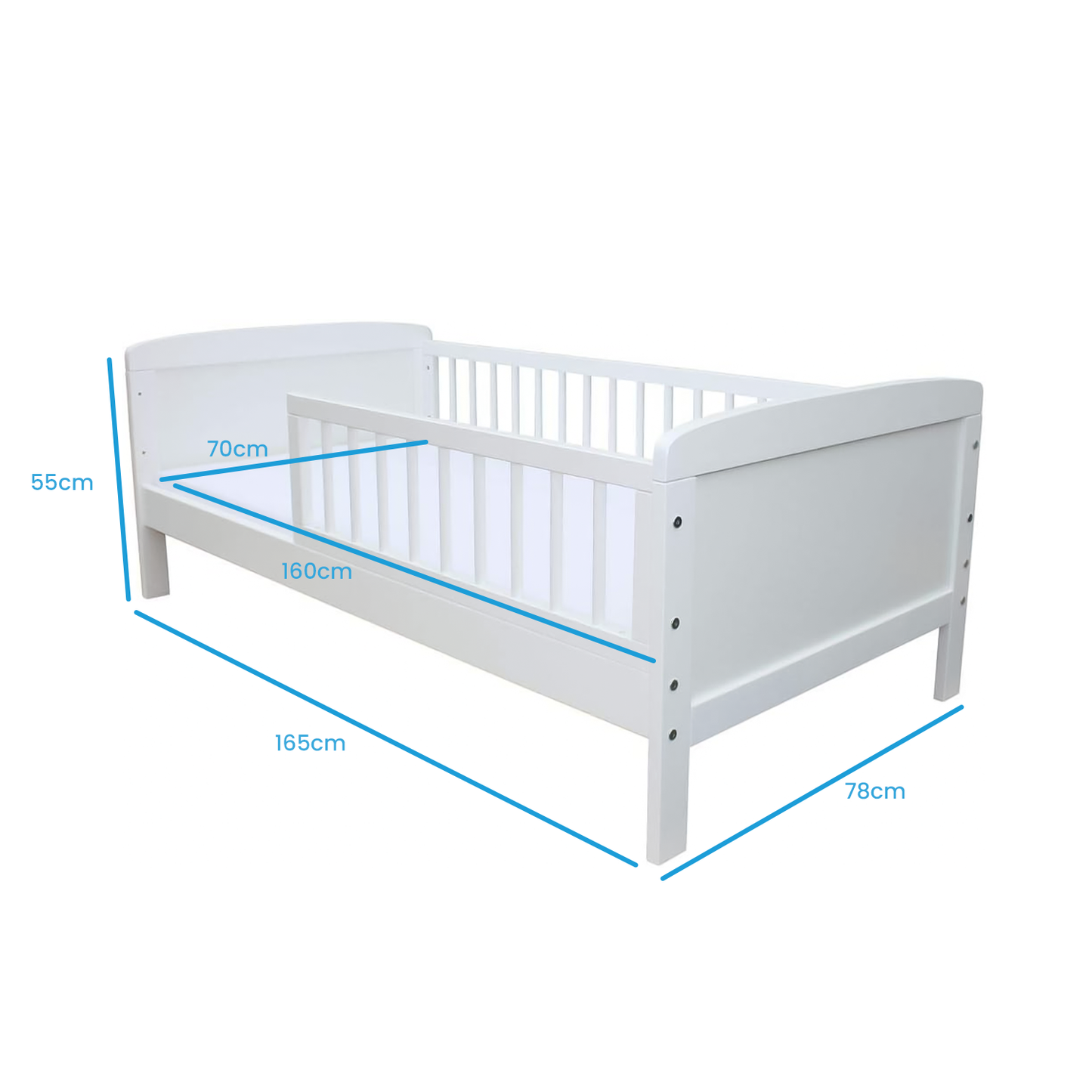 Peuterbed - lattenbodem-uitvalbeveiliging - wit-160x70cm