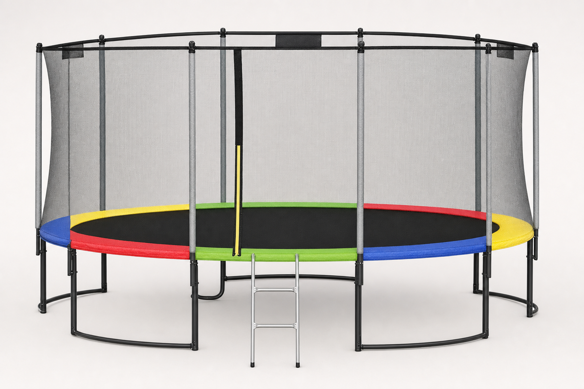 TRAMPOLINE - veiligheidsnet & ladder - regenboog 305 cm