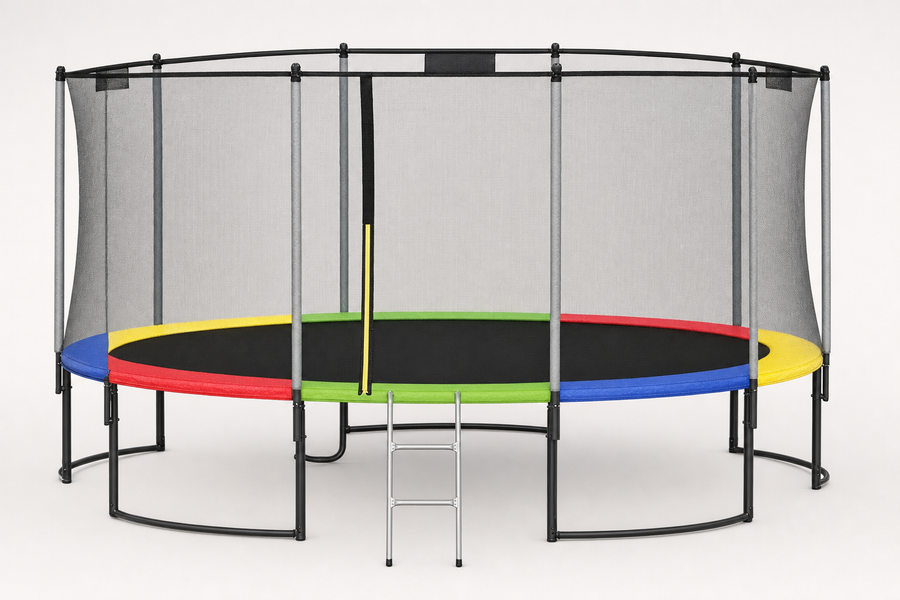 TRAMPOLINE - veiligheidsnet & ladder - regenboog 305 cm