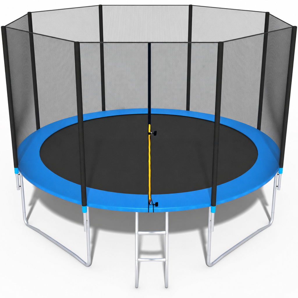 Trampoline - veiligheidsnet-ladder-150 kg - blauw-404 cm