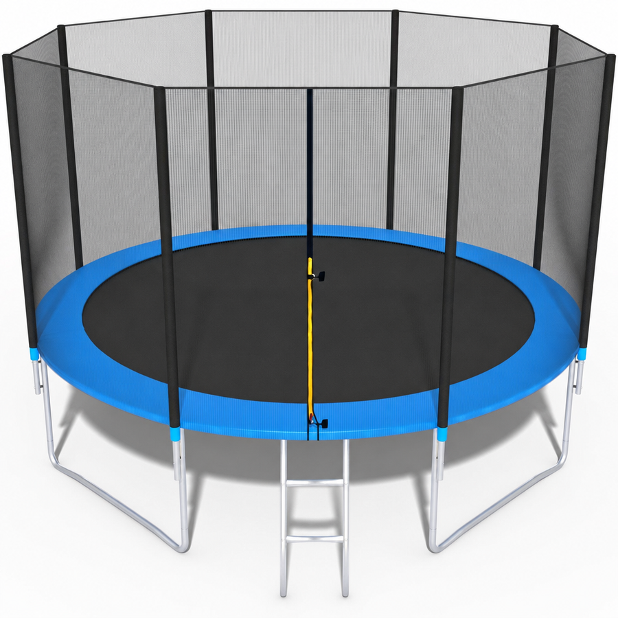 Trampoline - veiligheidsnet-ladder-150 kg - blauw-404 cm