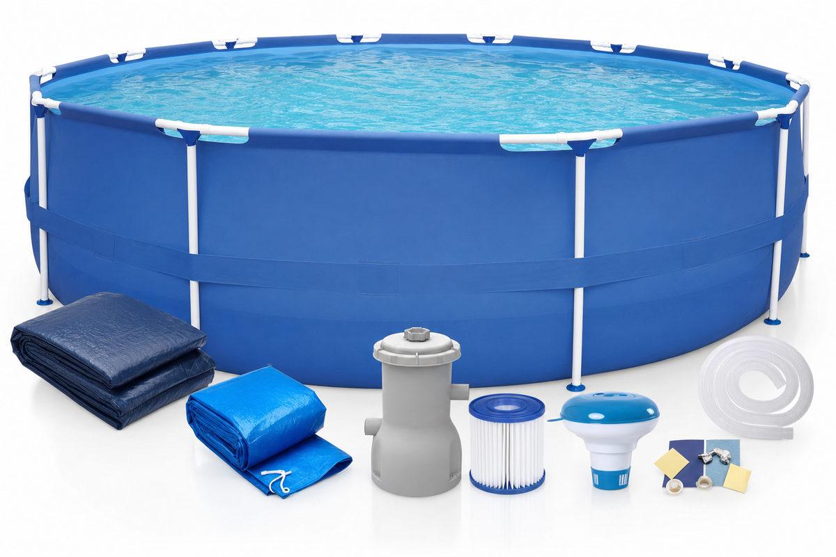 Opzetzwembad - 420 cm Diameter, 84 cm Hoogte, 9495 Liter, Pomp 2006 l/h - Blauw