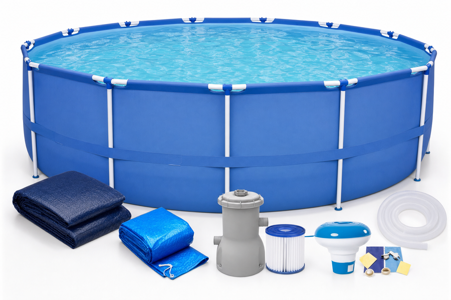 Opzetzwembad - 6125L 1136L/h Pomp 3-laags PVC - Blauw 366x76 cm