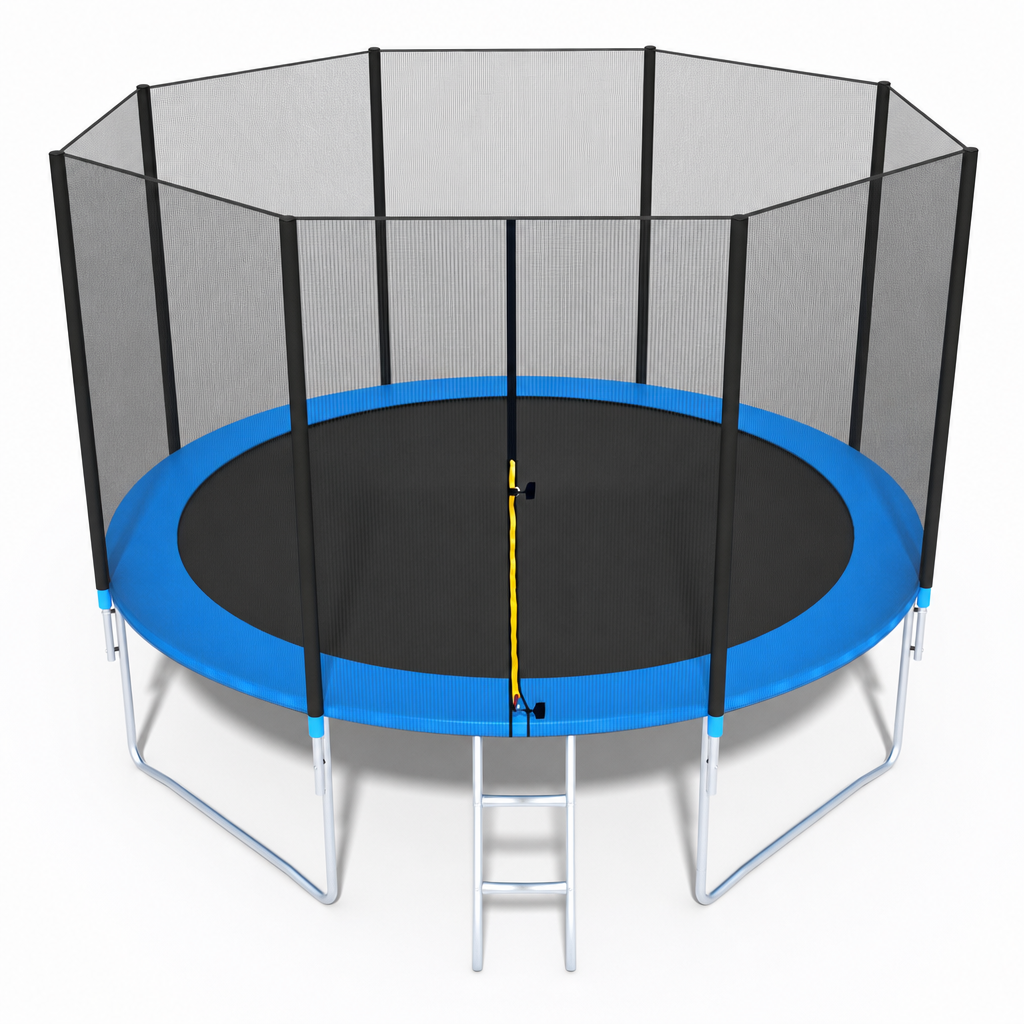 TRAMPOLINE - veiligheidsnet en ladder - blauw - 374 cm