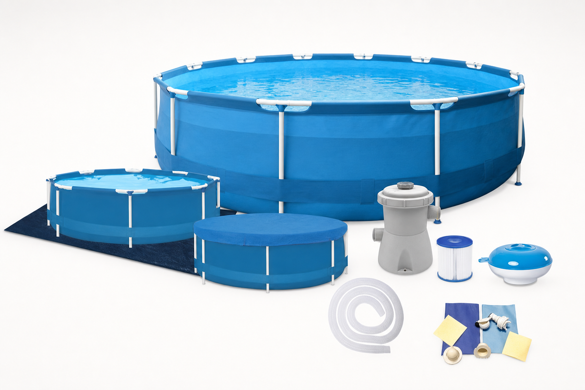 Opzetzwembad - 305 cm Diameter, 4383 Liter, Pomp - Blauw