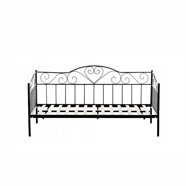 BEDFRAME - Metalen frame met hartdecoratie - Zwart - 90x200 cm