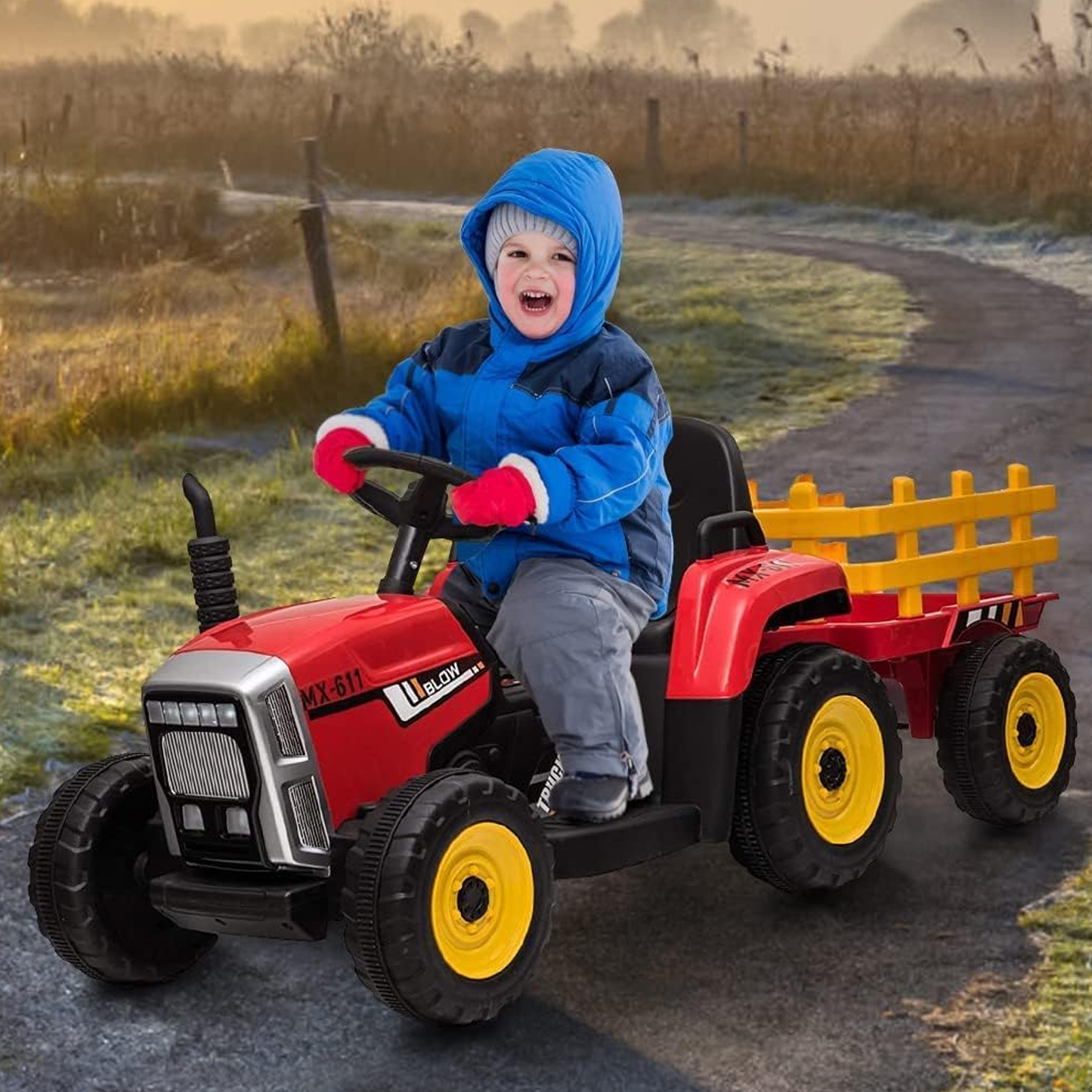 elektrisch bestuurbare tractor - 2x45W motoren - rood