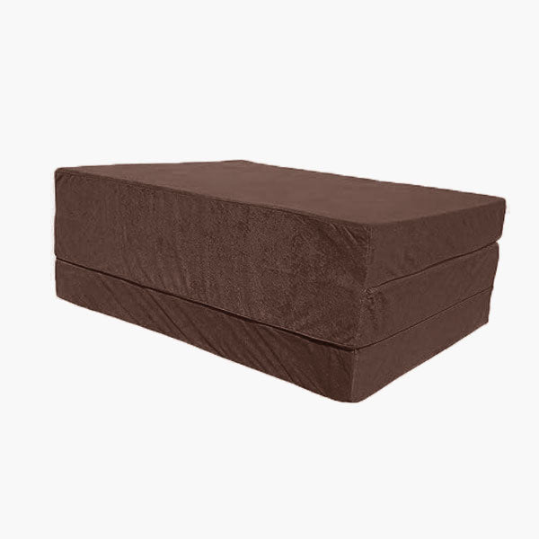 logeermatras - opvouwbaar met draagtas - bruin/195x80 cm