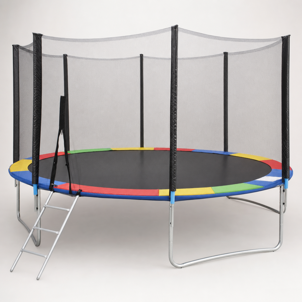 TRAMPOLINE - veiligheidsnet & ladder - regenboog 305 cm