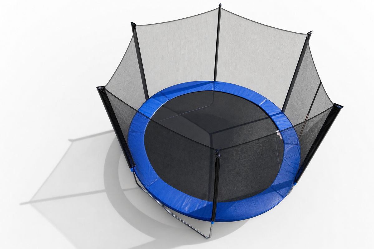 TRAMPOLINE - veiligheidsnet en ladder - blauw - 374 cm