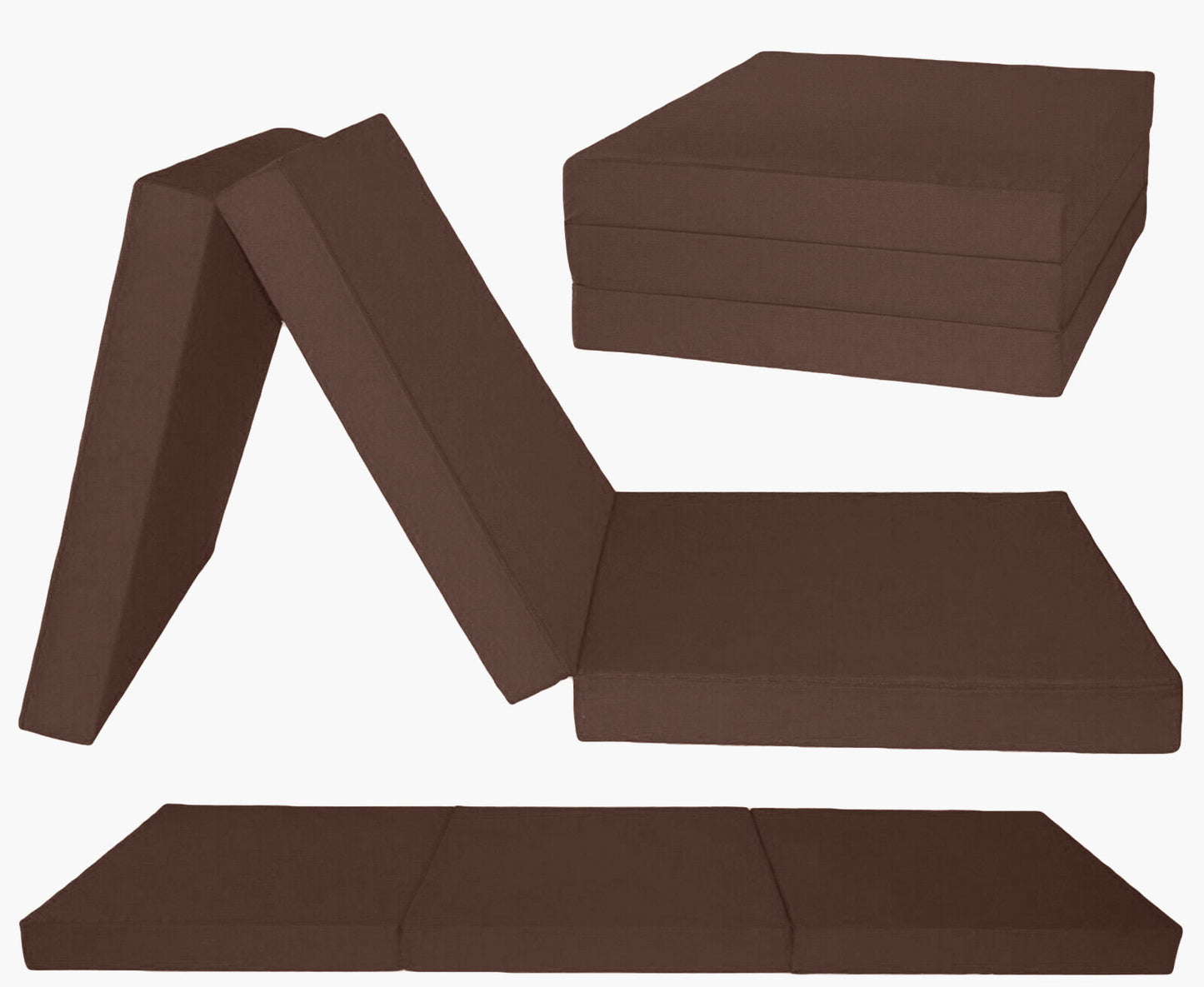 logeermatras - opvouwbaar met draagtas - bruin/195x80 cm