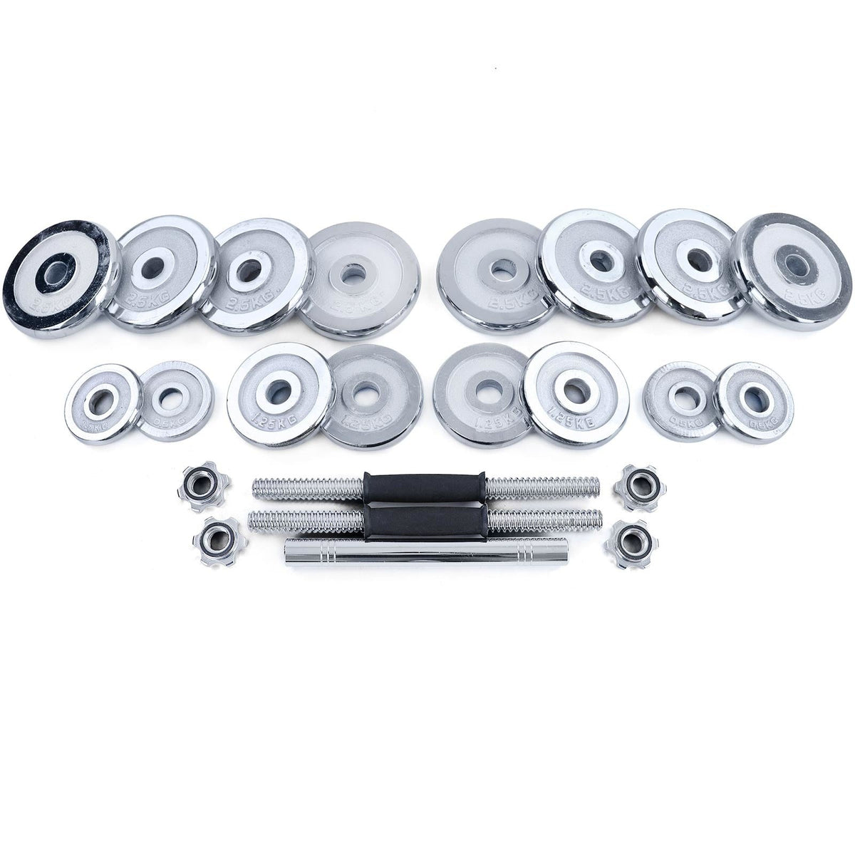 Dumbellset - 30 kg Chroom Gietijzer - Chroom