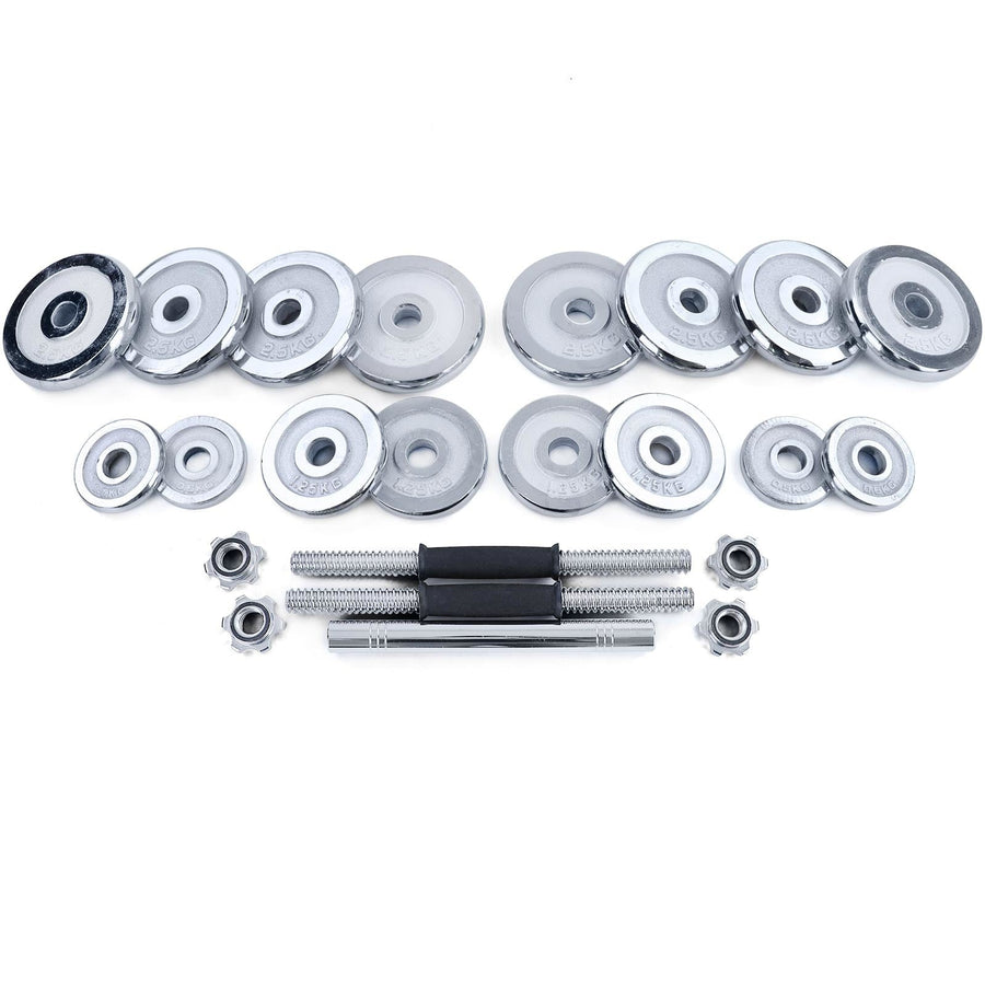 Dumbellset - 30 kg Chroom Gietijzer - Chroom