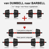 Halterset - Verstelbaar 30 kg - Zwart/Rood