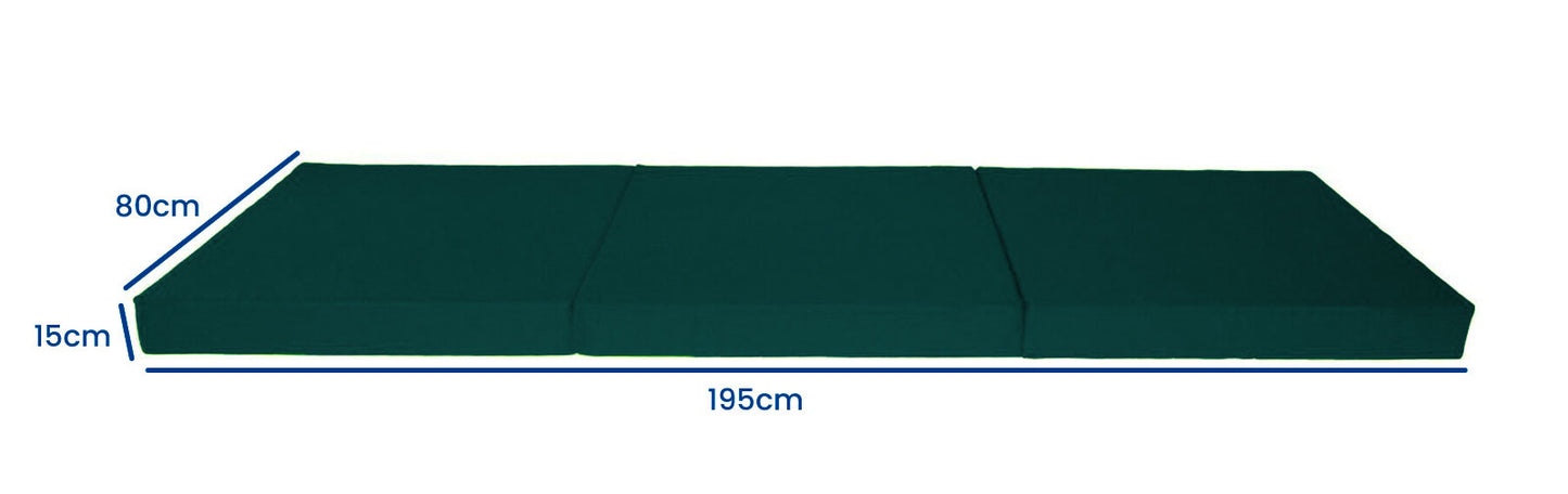 logeermatras - opvouwbaar met draagtas - groen/195x80 cm