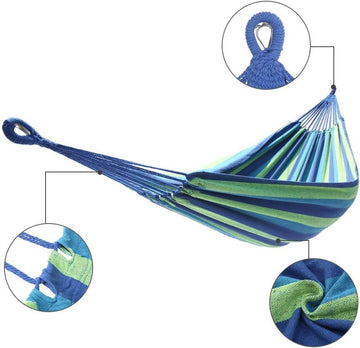 HANGMAT - Polyester-Katoen - 2 Persoons - Blauw/Groen