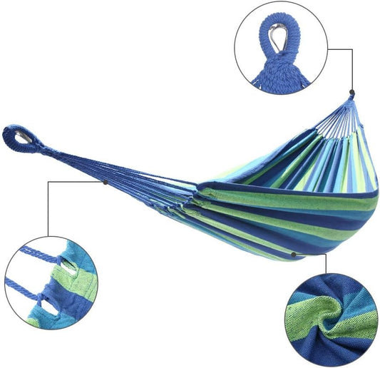 HANGMAT - Polyester-Katoen - 2 Persoons - Blauw/Groen