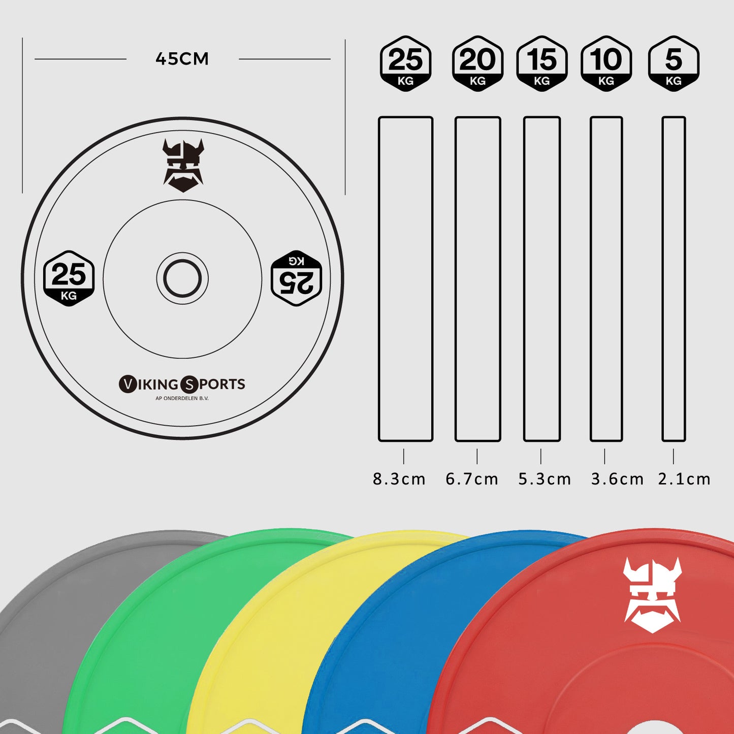 Bumper Plate - 5 kg Rubber Staal - Grijs