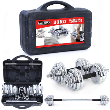 Dumbellset - 30 kg Chroom Gietijzer - Chroom