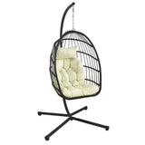 HANGSTOEL - Inklapbaar, PE Rattan, Max 160kg - Zwart/Beige